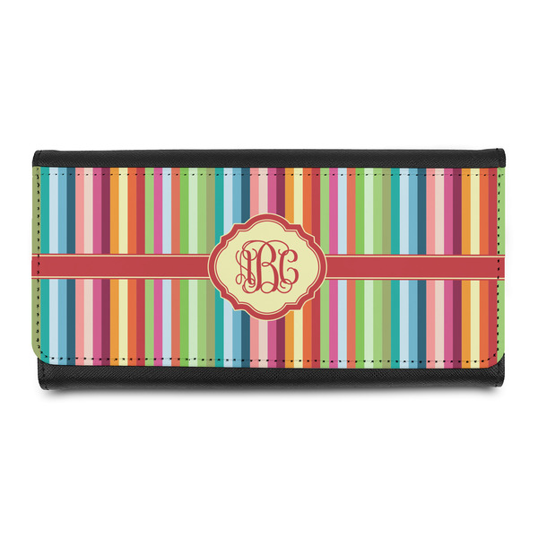 Custom Retro Vertical Stripes Leatherette Ladies Wallet (Personalized)