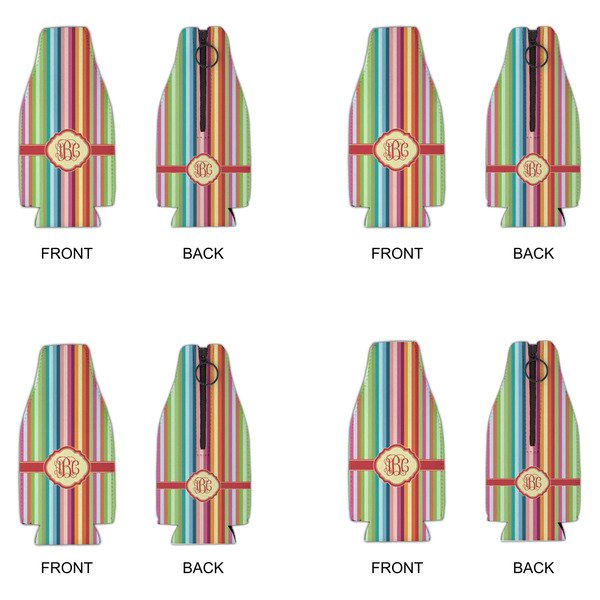 Retro Vertical Stripes Zipper Bottle Cooler - Set of 4 - APPROVAL