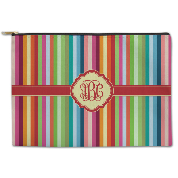 Custom Retro Vertical Stripes Zipper Pouch (Personalized)