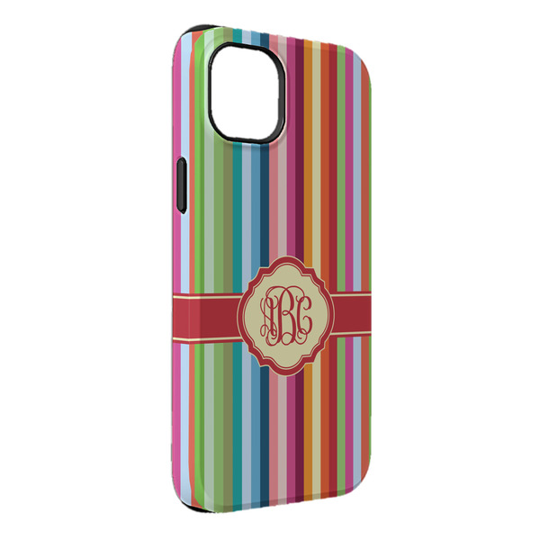 Custom Retro Vertical Stripes iPhone Case - Rubber Lined - iPhone 14 Plus (Personalized)