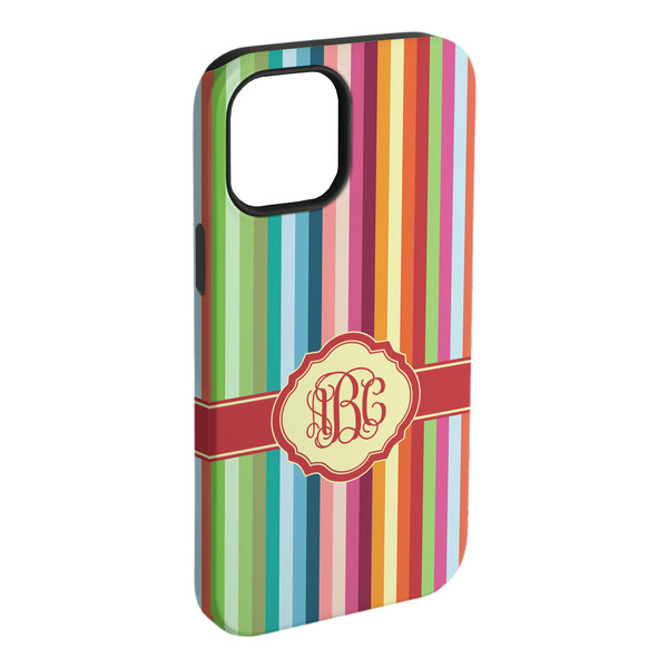Custom Retro Vertical Stripes iPhone Case - Rubber Lined (Personalized)