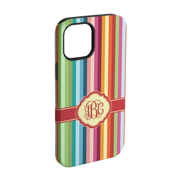Custom Retro Vertical Stripes iPhone Case - Rubber Lined - iPhone 15 Pro (Personalized)