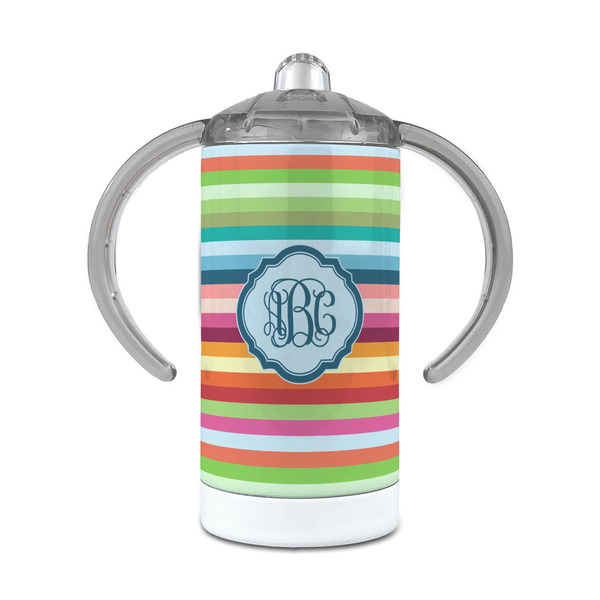 Custom Retro Horizontal Stripes 12 oz Stainless Steel Sippy Cup (Personalized)