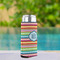 Retro Horizontal Stripes Can Cooler - Tall 12oz - In Context