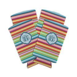 Retro Horizontal Stripes Can Cooler (tall 12 oz) - Set of 4 (Personalized)