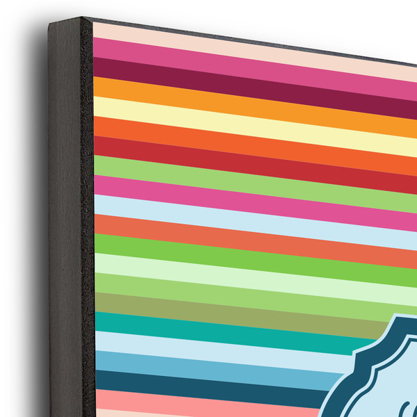 Retro Horizontal Stripes 12x12 Wood Print - Closeup