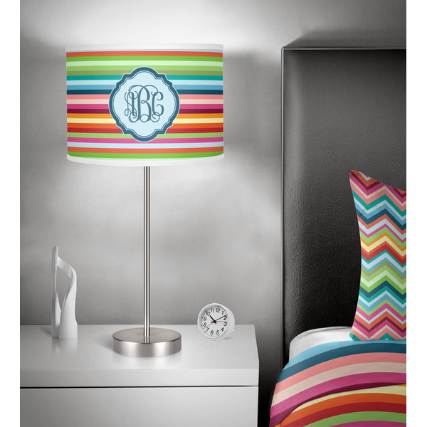 Retro Horizontal Stripes 13 inch drum lamp shade - in room