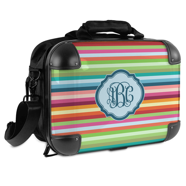 Custom Retro Horizontal Stripes Hard Shell Briefcase (Personalized)
