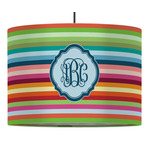 Retro Horizontal Stripes 16" Drum Pendant Lamp - Fabric (Personalized)