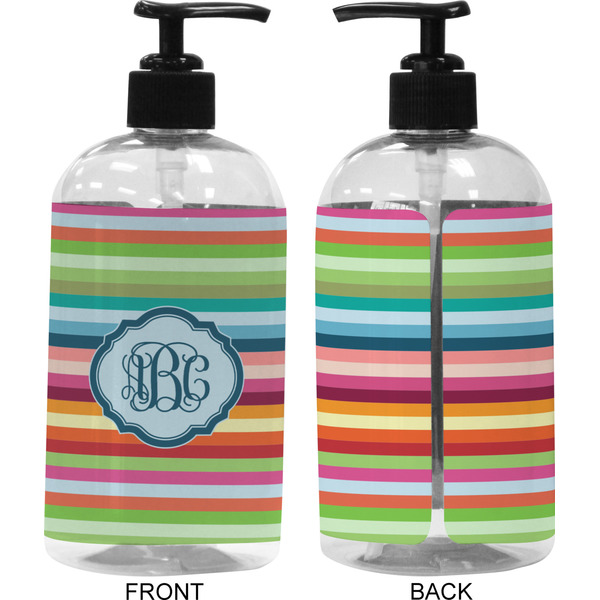 Retro Horizontal Stripes 16 oz Plastic Liquid Dispenser (Approval) - Black