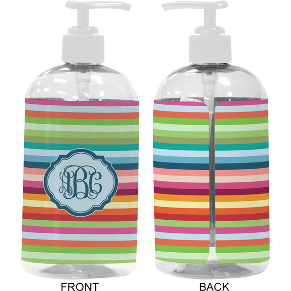 Retro Horizontal Stripes 16 oz Plastic Liquid Dispenser- Approval- White