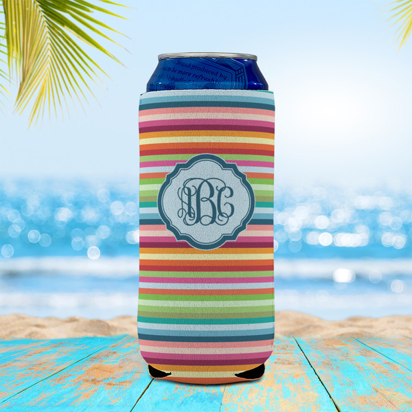 Retro Horizontal Stripes 16oz Can Sleeve - LIFESTYLE
