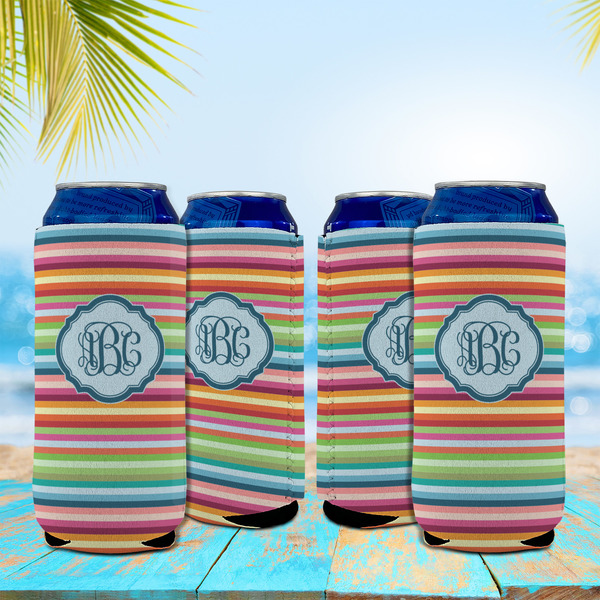 Retro Horizontal Stripes 16oz Can Sleeve - Set of 4 - LIFESTYLE