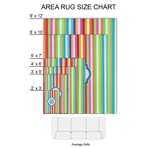 Retro Horizontal Stripes 2'x3' Indoor Area Rugs - Size Chart