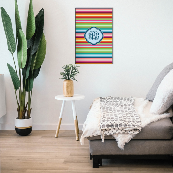 Retro Horizontal Stripes 20x30 Wood Print - In Context