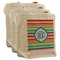 Retro Horizontal Stripes 3 Reusable Cotton Grocery Bags - Front View
