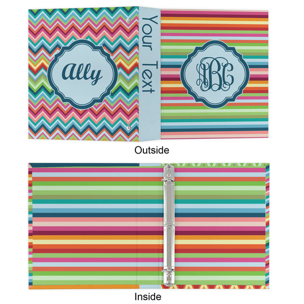 Retro Horizontal Stripes 3 Ring Binders - Full Wrap - 1" - APPROVAL