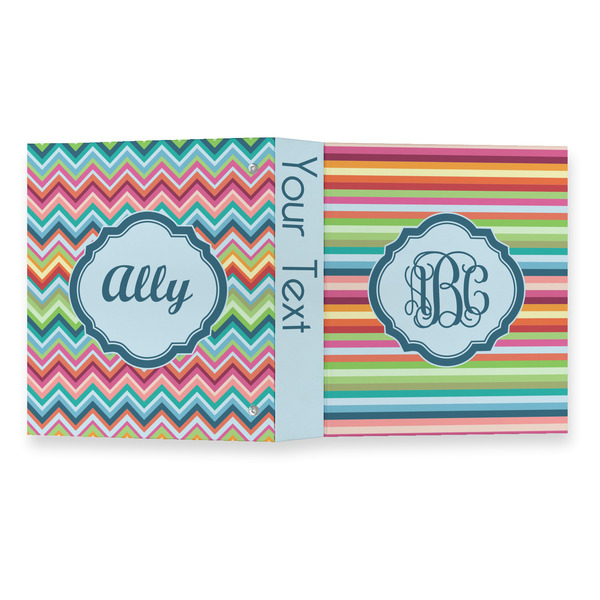 Retro Horizontal Stripes 3 Ring Binders - Full Wrap - 1" - OPEN OUTSIDE