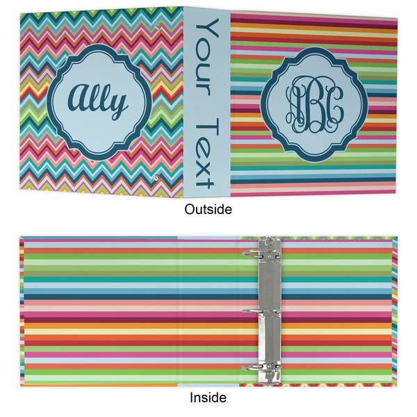 Retro Horizontal Stripes 3 Ring Binders - Full Wrap - 3" - APPROVAL