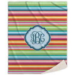 Retro Horizontal Stripes Sherpa Throw Blanket (Personalized)