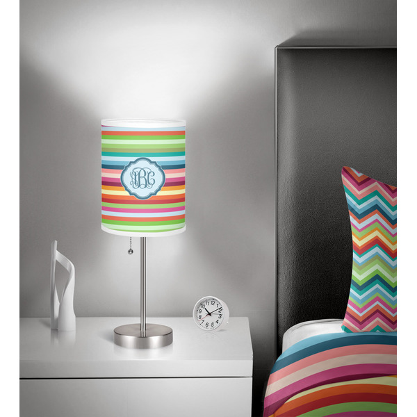 Retro Horizontal Stripes 7 inch drum lamp shade - in room