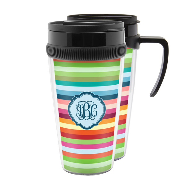 Custom Retro Horizontal Stripes Acrylic Travel Mug (Personalized)