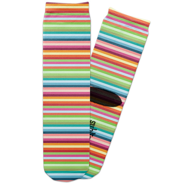 Custom Retro Horizontal Stripes Adult Crew Socks