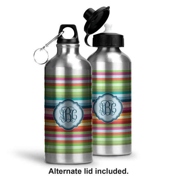 Retro Horizontal Stripes Aluminum Water Bottle - Alternate lid options