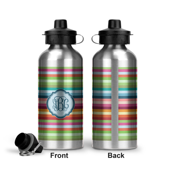 Retro Horizontal Stripes Aluminum Water Bottle - Front and Back