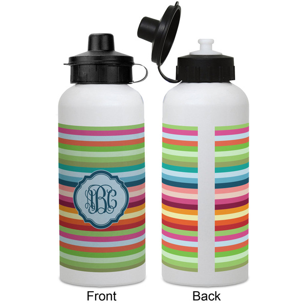Retro Horizontal Stripes Aluminum Water Bottle - White APPROVAL