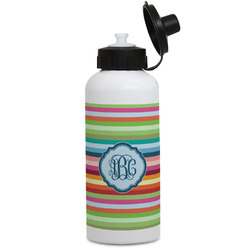 Retro Horizontal Stripes Water Bottles - Aluminum - 20 oz - White (Personalized)