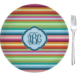 Retro Horizontal Stripes 8" Glass Appetizer / Dessert Plates - Single or Set (Personalized)