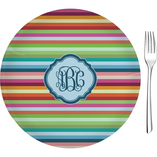 Custom Retro Horizontal Stripes 8" Glass Appetizer / Dessert Plates - Single or Set (Personalized)