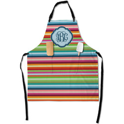 Retro Horizontal Stripes Apron With Pockets w/ Monogram