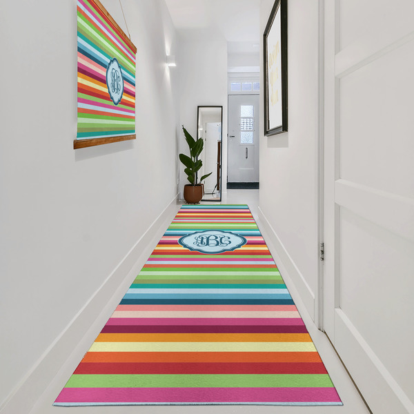 Retro Horizontal Stripes Area Rug Sizes - In Context (vertical)