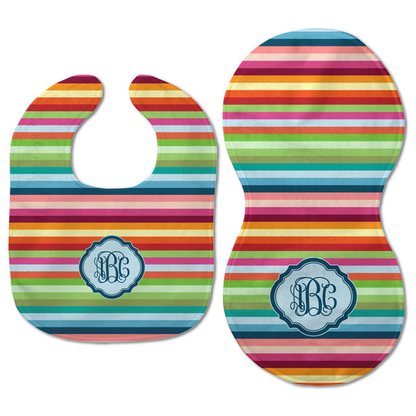 Retro Horizontal Stripes Baby Bib & Burp Set - Approval (new bib & burp)