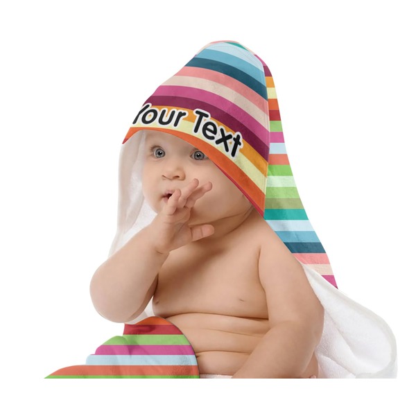 Retro Horizontal Stripes Baby Hooded Towel on Child
