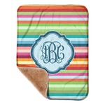 Retro Horizontal Stripes Sherpa Baby Blanket - 30" x 40" w/ Monograms