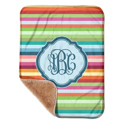 Retro Horizontal Stripes Sherpa Baby Blanket - 30" x 40" w/ Monograms