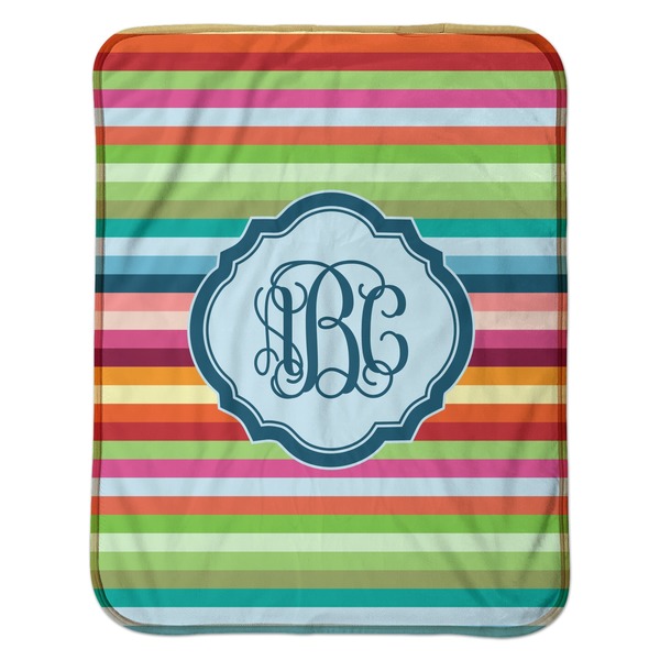 Retro Horizontal Stripes Baby Sherpa Blanket - Flat