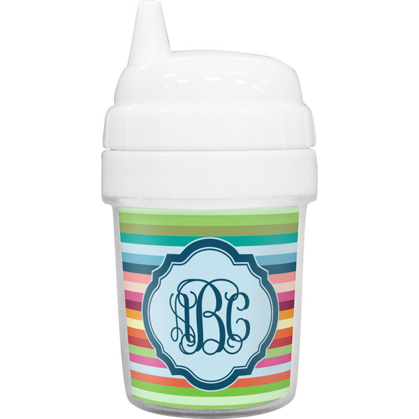 Custom Retro Horizontal Stripes Baby Sippy Cup (Personalized)