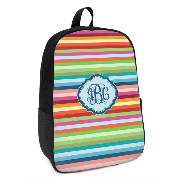 Custom Retro Horizontal Stripes Kids Backpack (Personalized)