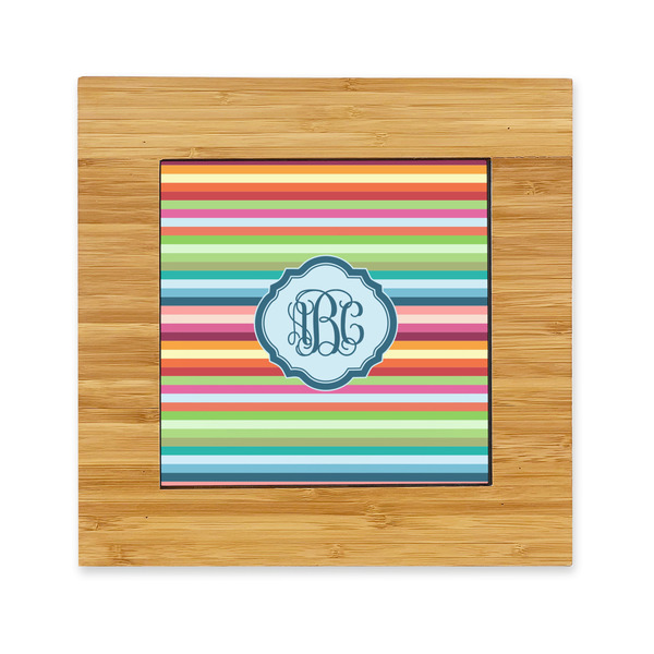 Custom Retro Horizontal Stripes Bamboo Trivet with Ceramic Tile Insert (Personalized)