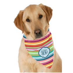 Retro Horizontal Stripes Dog Bandana Scarf w/ Monogram