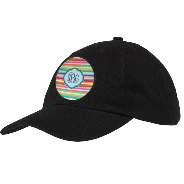 Custom Retro Horizontal Stripes Baseball Cap - Black (Personalized)