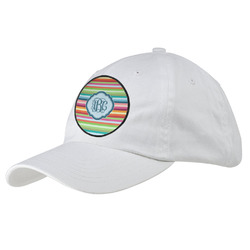 Retro Horizontal Stripes Baseball Cap - White (Personalized)