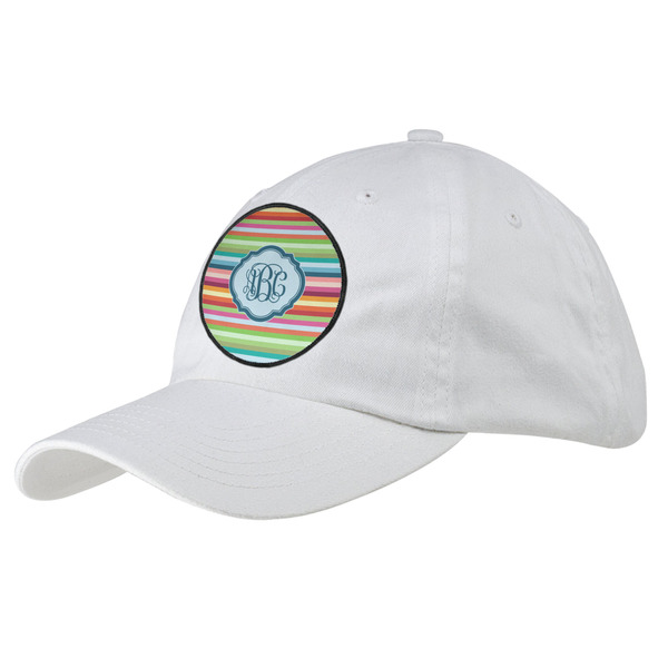 Custom Retro Horizontal Stripes Baseball Cap - White (Personalized)