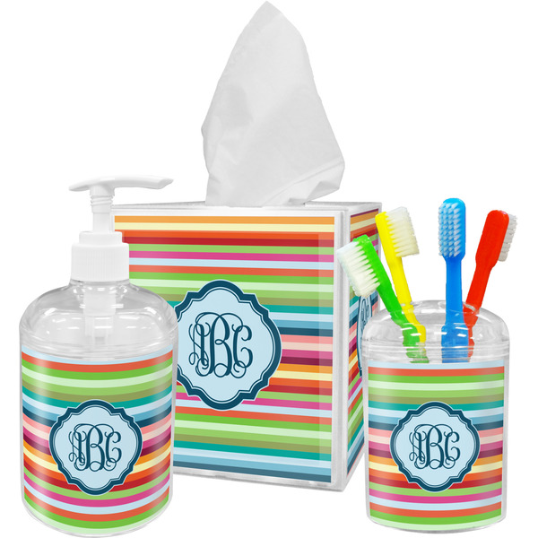 Retro Horizontal Stripes Bathroom Accessories Set (Personalized)