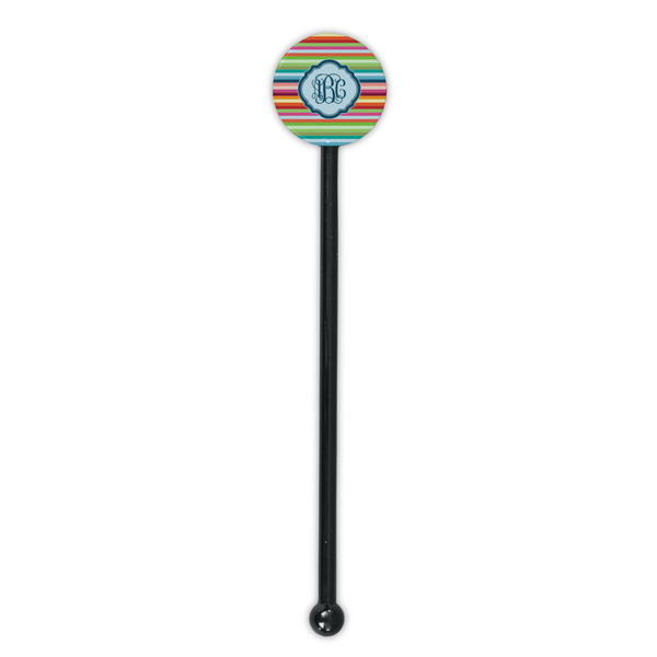 Retro Horizontal Stripes Black Plastic 5.5" Stir Stick - Round - Single Stick