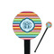 Retro Horizontal Stripes 7" Round Plastic Stir Sticks - Black - Single Sided (Personalized)